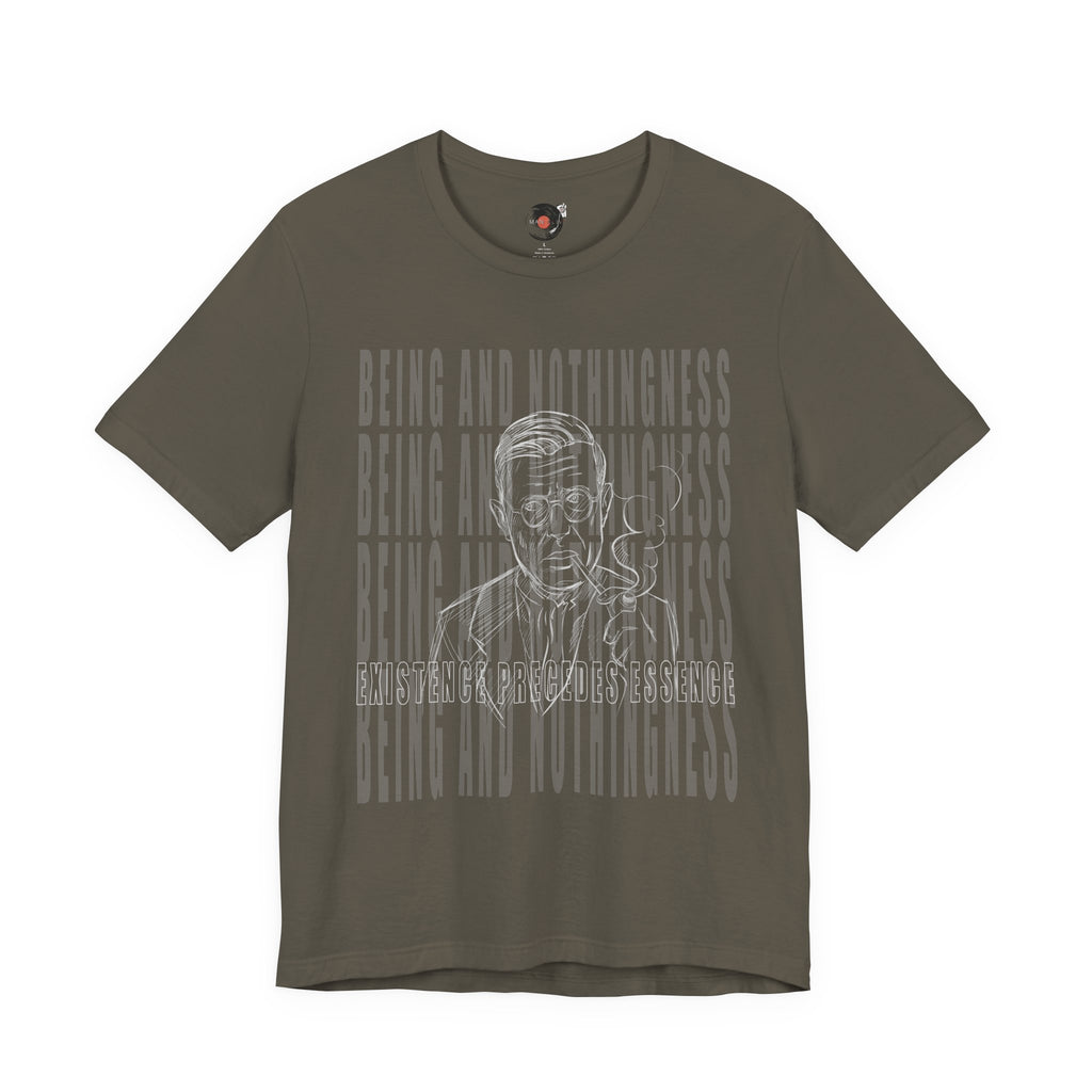 Being and Nothingness graphic Tee | Sartre portrait, existential philosophy text