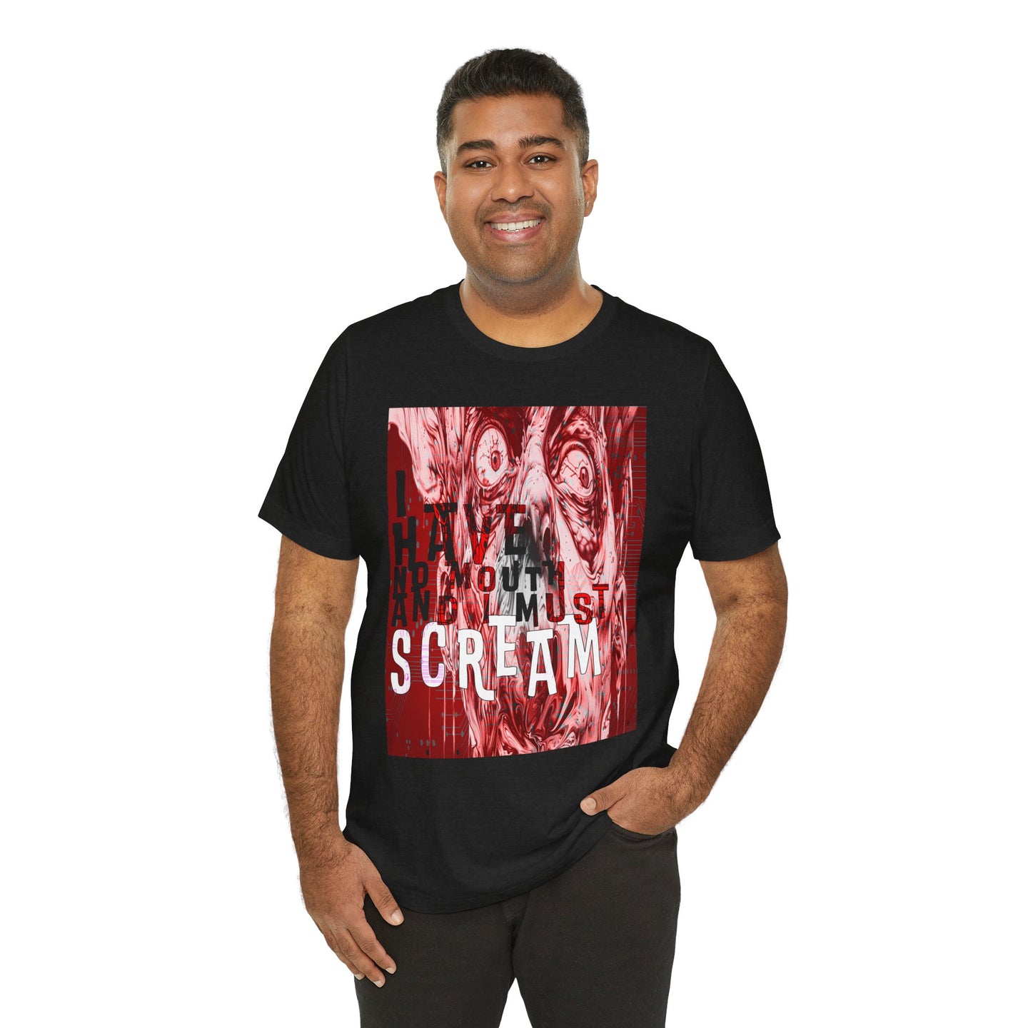 "I Have No Mouth, And I Must Scream" Harlan Ellison Distressed Horror Sci‑Fi T-Shirt
