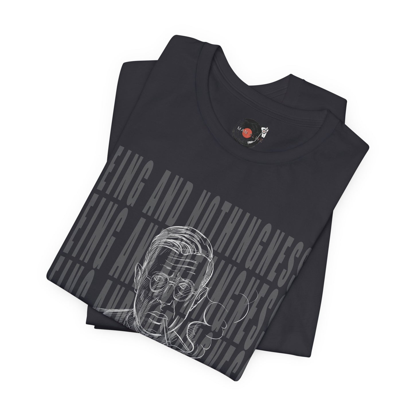 Being and Nothingness graphic Tee | Sartre portrait, existential philosophy text