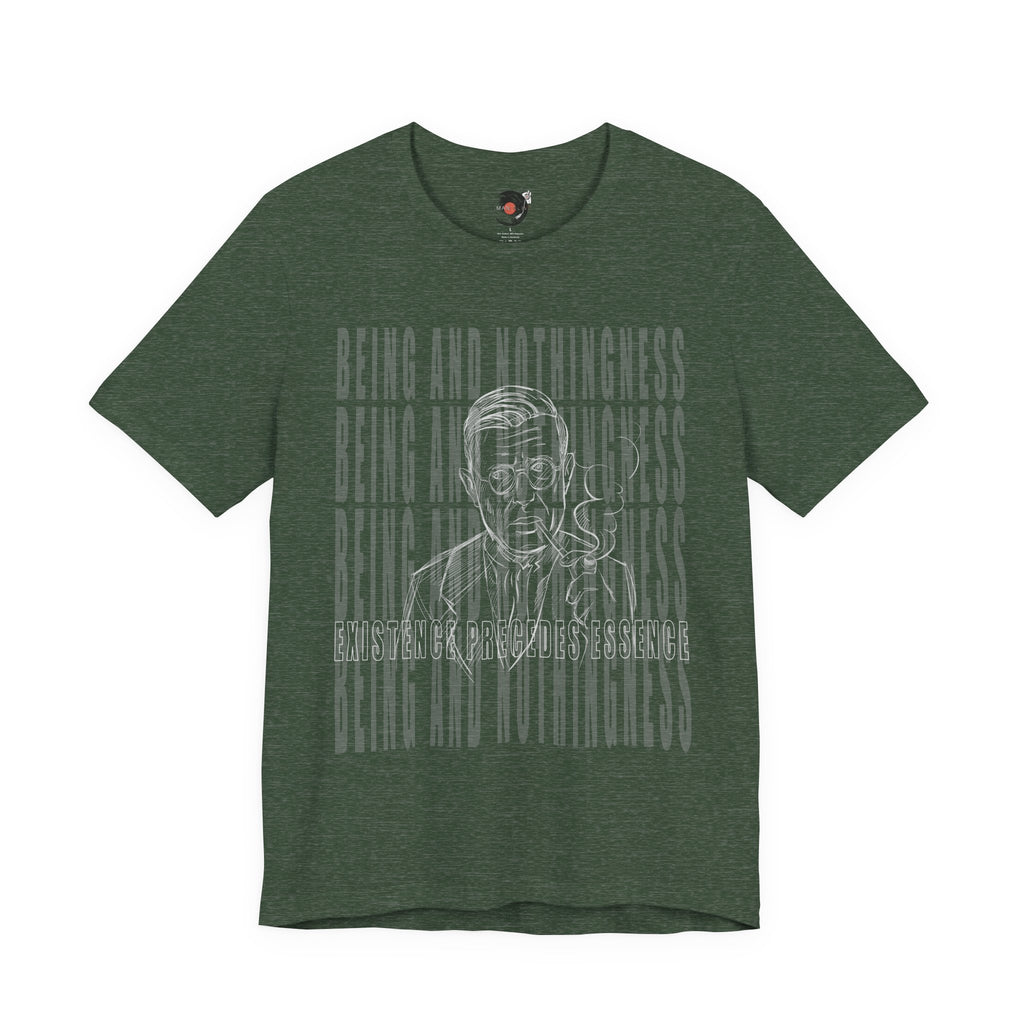 Being and Nothingness graphic Tee | Sartre portrait, existential philosophy text