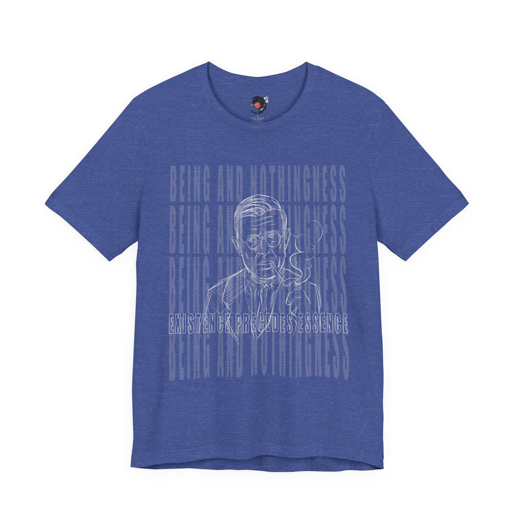 Being and Nothingness graphic Tee | Sartre portrait, existential philosophy text