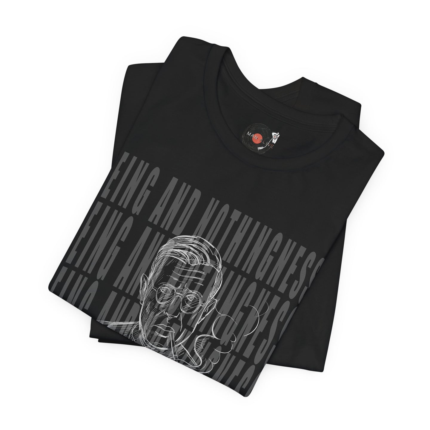 Being and Nothingness graphic Tee | Sartre portrait, existential philosophy text