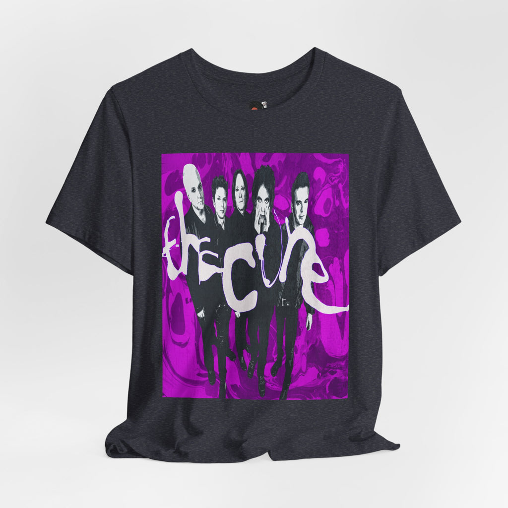 The Cure Band Photo Tee | Alternative Rock Shirt, Purple Graphic