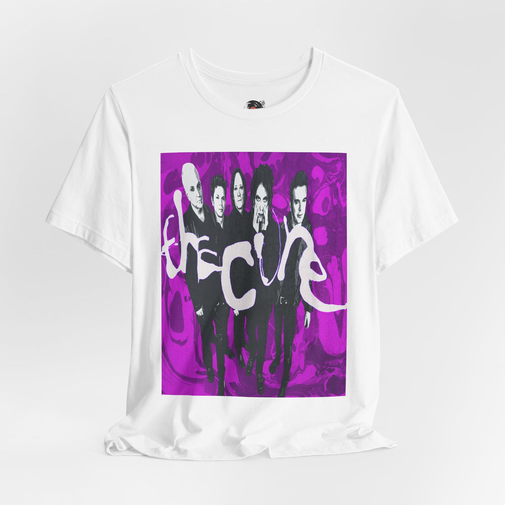 The Cure Band Photo Tee | Alternative Rock Shirt, Purple Graphic