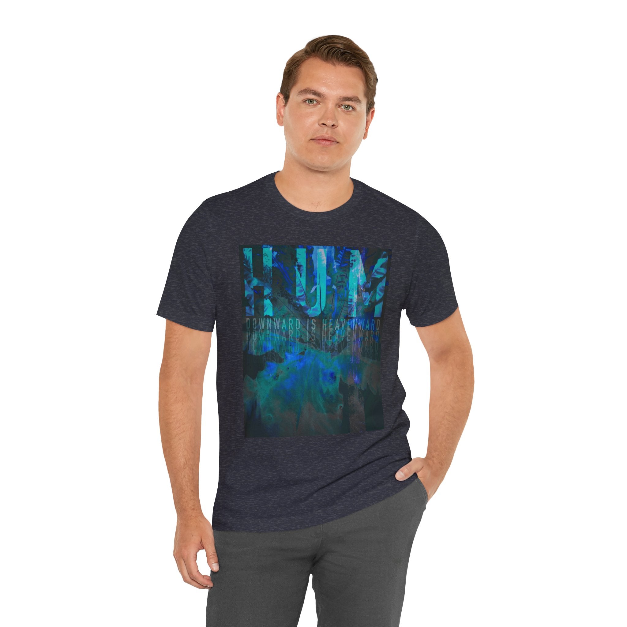 HUM Downward Is Heavenward Abstract Blue Ocean Art T-Shirt | 90s Indie Music Graphic