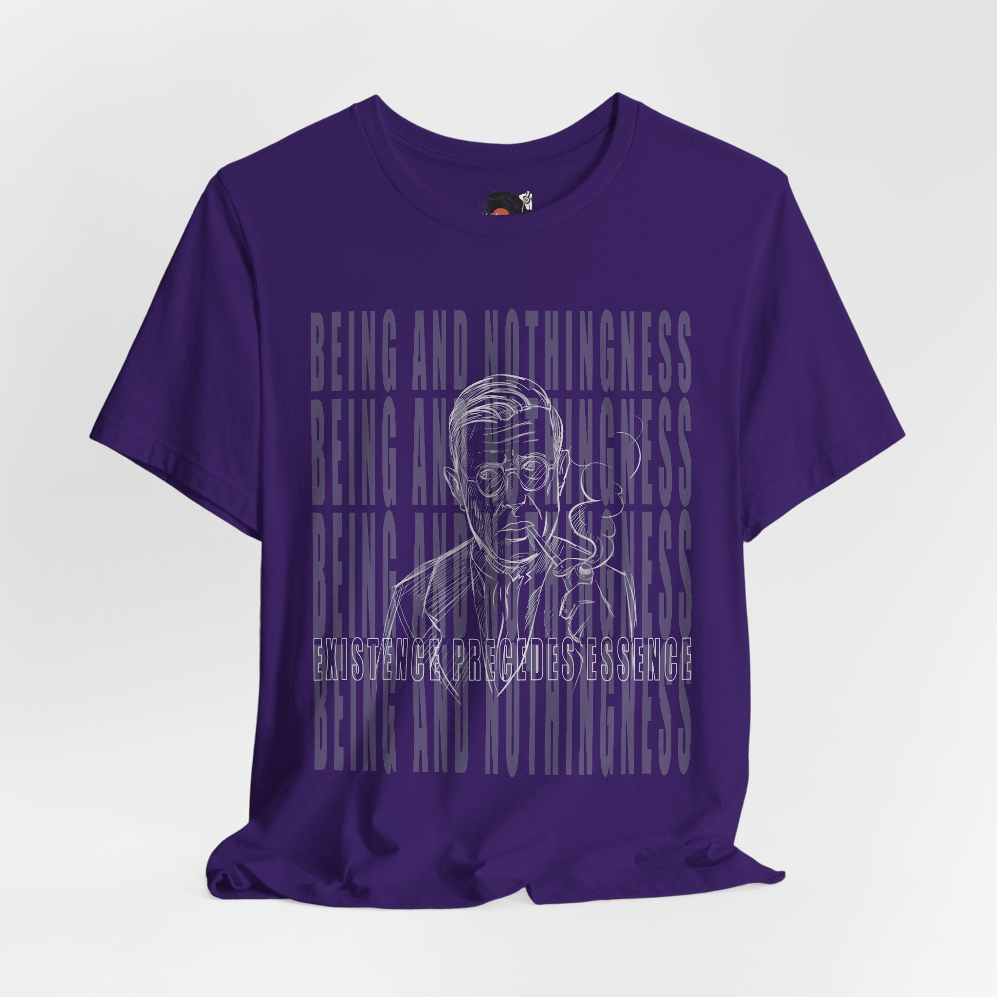 Being and Nothingness graphic Tee | Sartre portrait, existential philosophy text