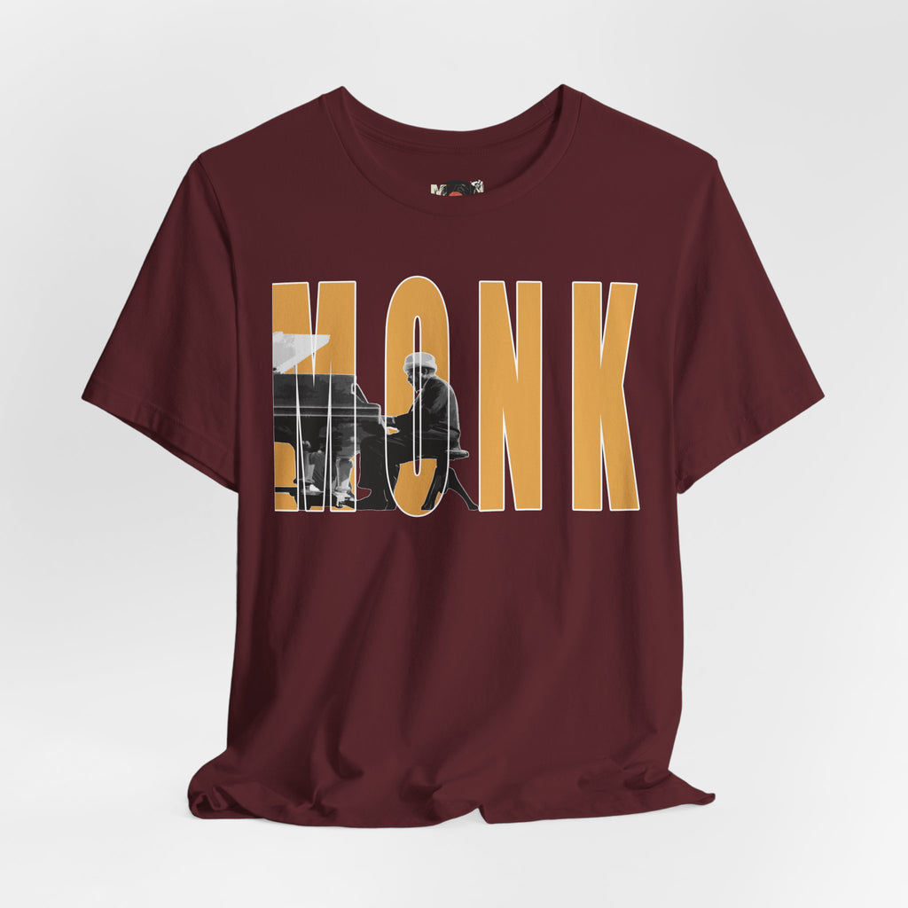 Thelonious Monk Vintage Jazz Silhouette T-Shirt | Yellow Block Letters
