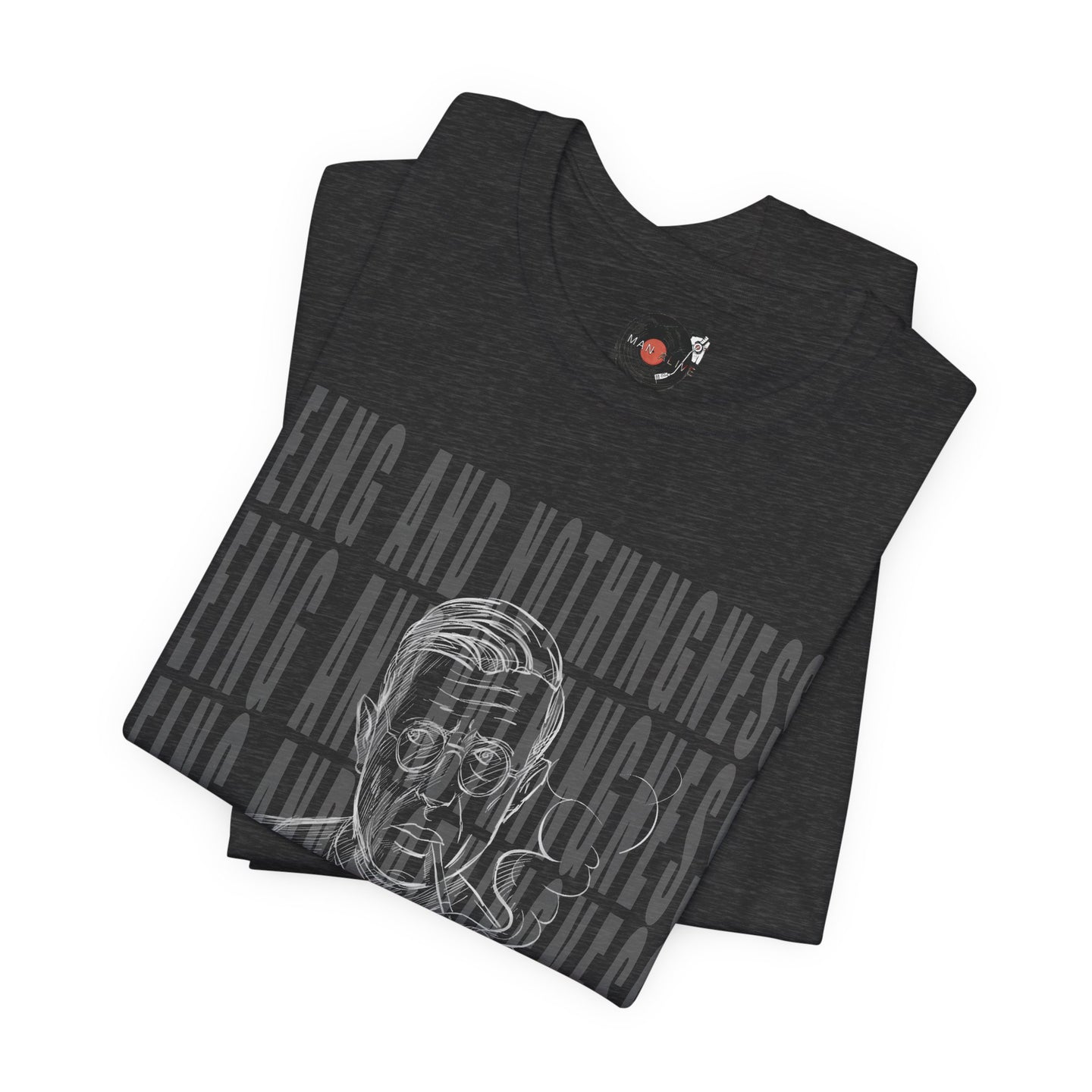 Being and Nothingness graphic Tee | Sartre portrait, existential philosophy text