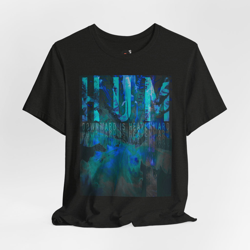 HUM Downward Is Heavenward Abstract Blue Ocean Art T-Shirt | 90s Indie Music Graphic