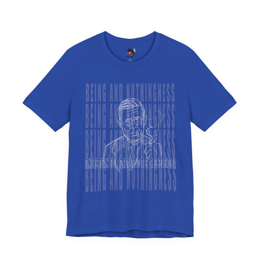 Being and Nothingness graphic Tee | Sartre portrait, existential philosophy text