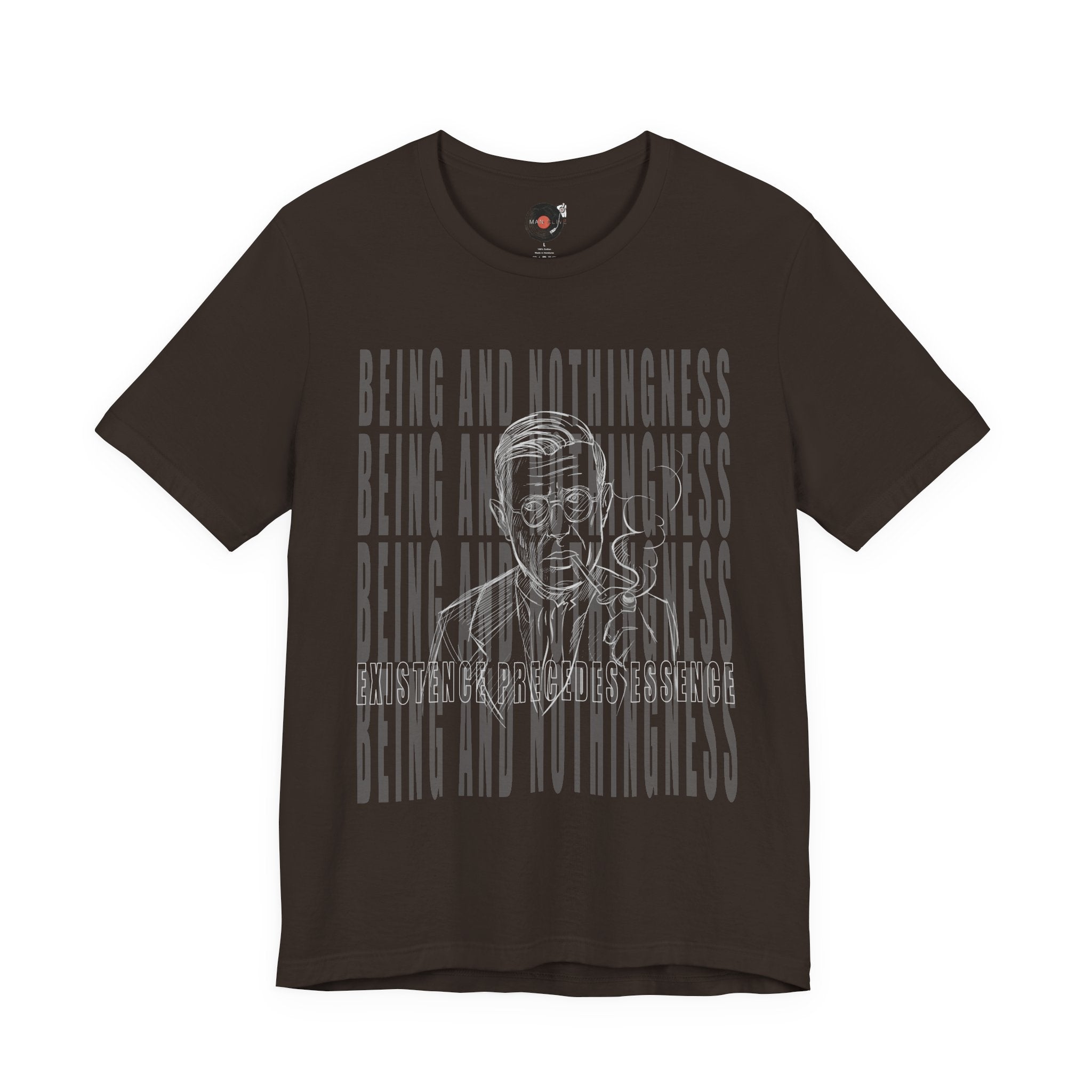 Being and Nothingness graphic Tee | Sartre portrait, existential philosophy text