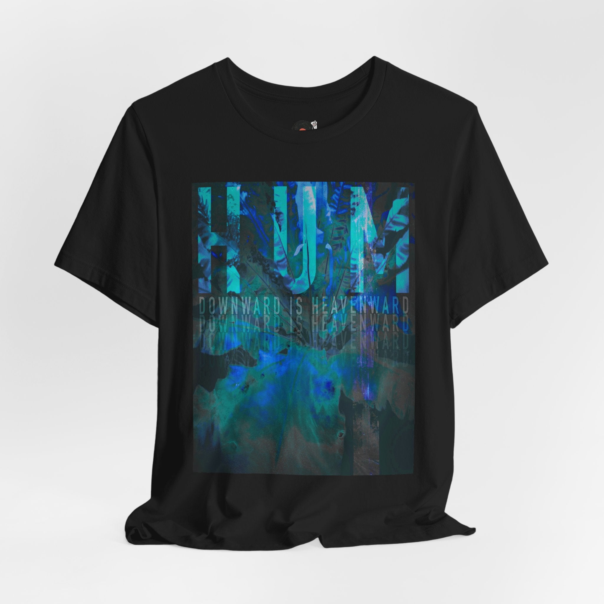 HUM Downward Is Heavenward Abstract Blue Ocean Art T-Shirt | 90s Indie Music Graphic