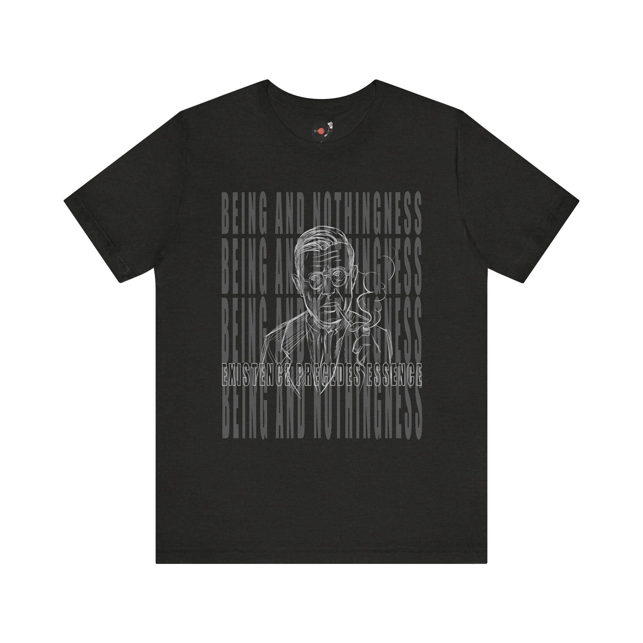 Being and Nothingness graphic Tee | Sartre portrait, existential philosophy text