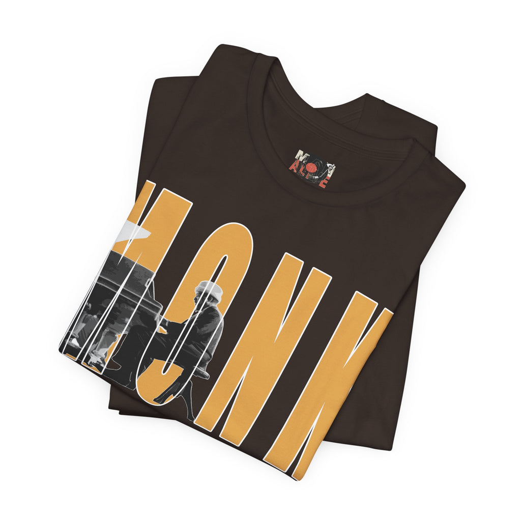 Thelonious Monk Vintage Jazz Silhouette T-Shirt | Yellow Block Letters