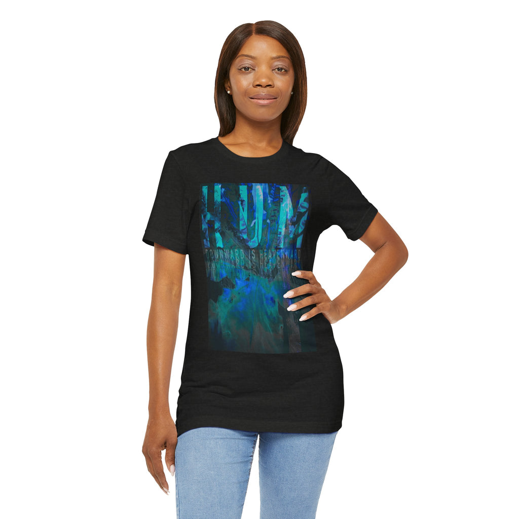HUM Downward Is Heavenward Abstract Blue Ocean Art T-Shirt | 90s Indie Music Graphic