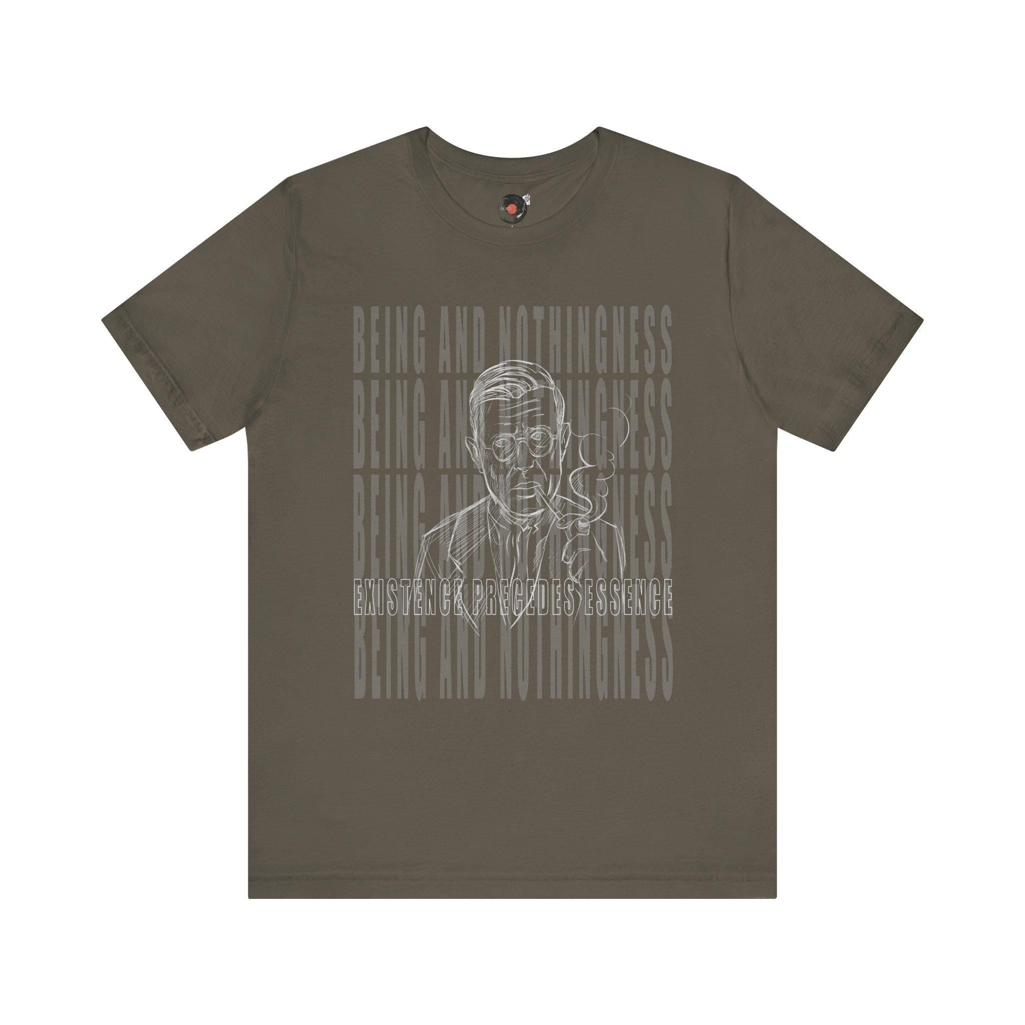 Being and Nothingness graphic Tee | Sartre portrait, existential philosophy text