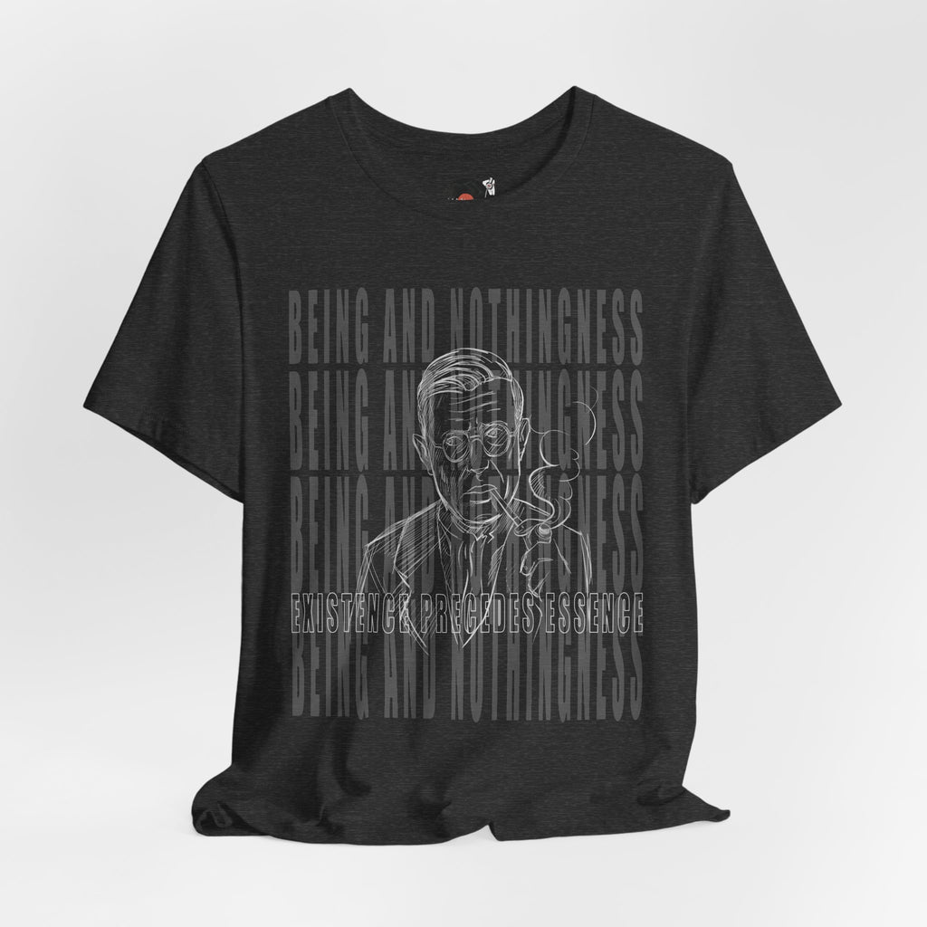 Being and Nothingness graphic Tee | Sartre portrait, existential philosophy text