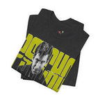 Psycho Norman Bates Portrait Graphic T-Shirt | Alfred Hitchcock Movie Yellow Block Lettering