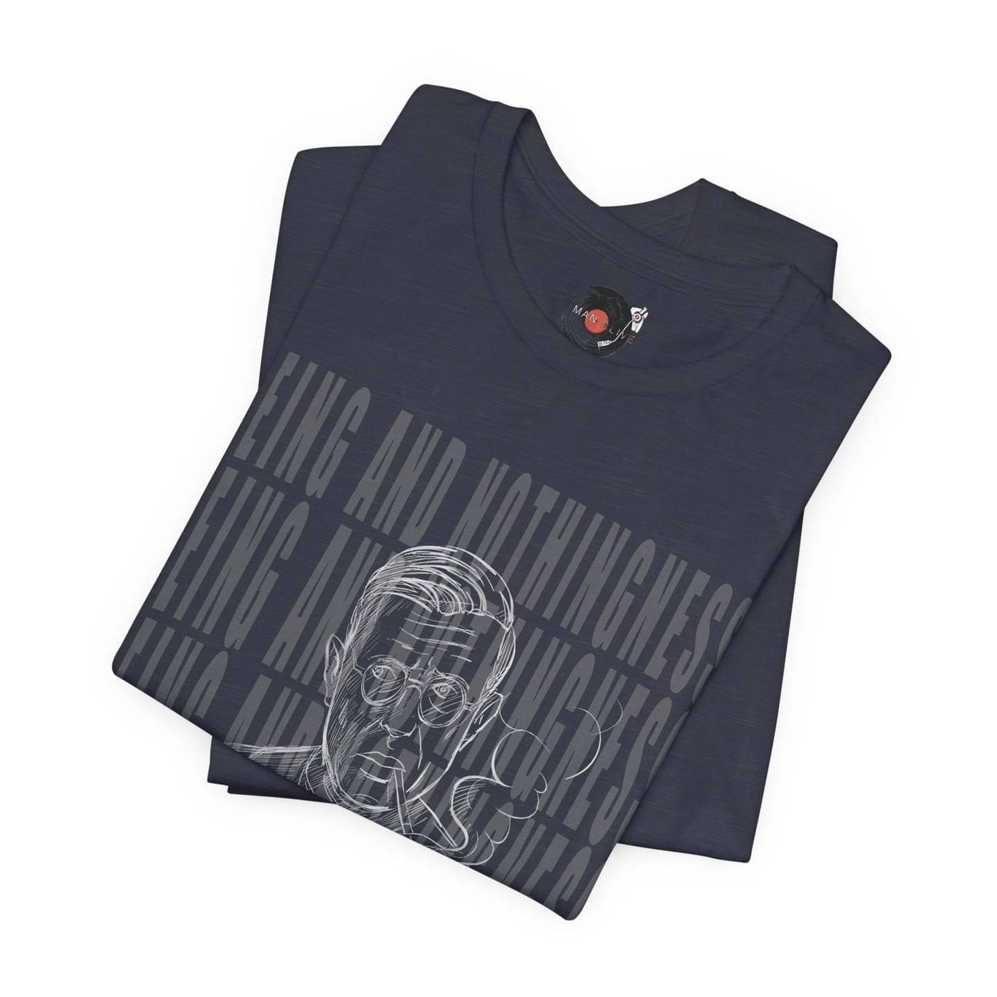 Being and Nothingness graphic Tee | Sartre portrait, existential philosophy text