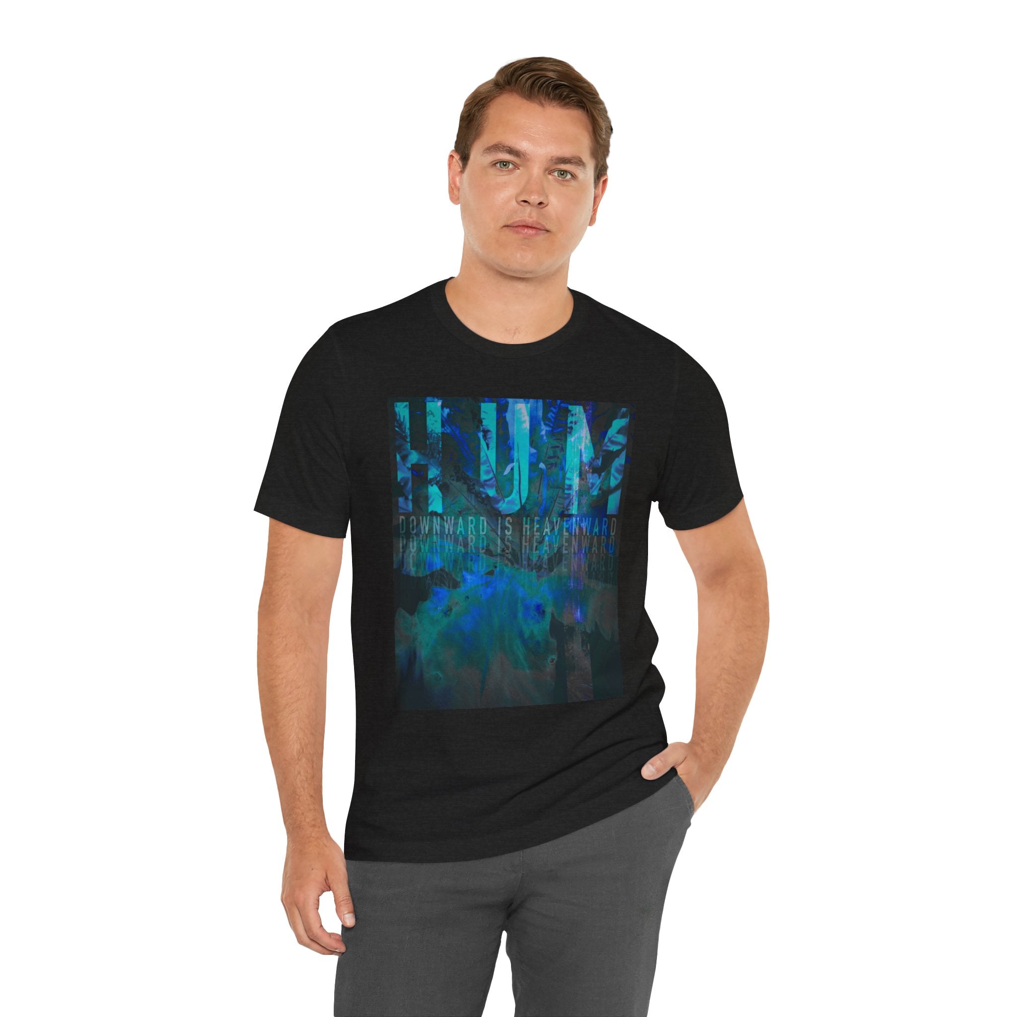 HUM Downward Is Heavenward Abstract Blue Ocean Art T-Shirt | 90s Indie Music Graphic