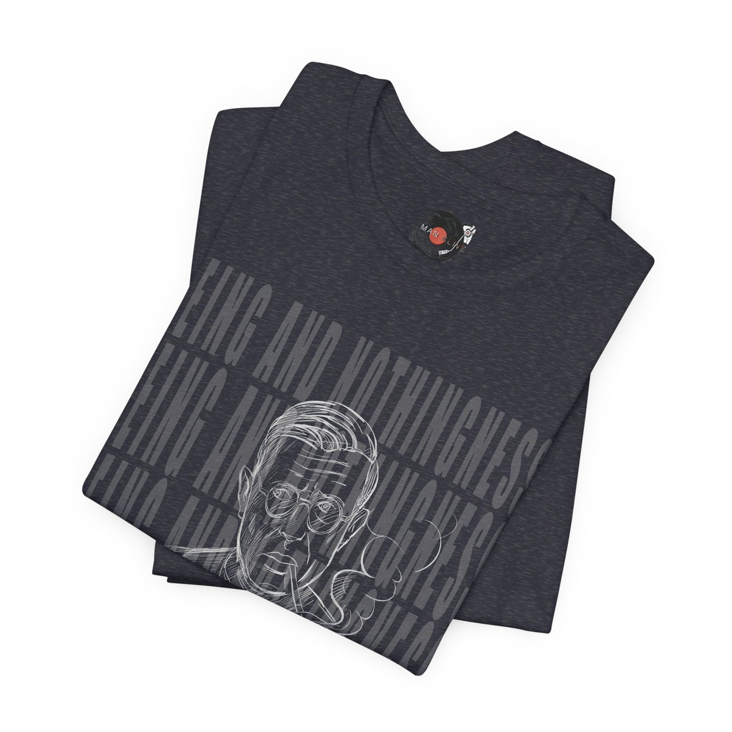 Being and Nothingness graphic Tee | Sartre portrait, existential philosophy text