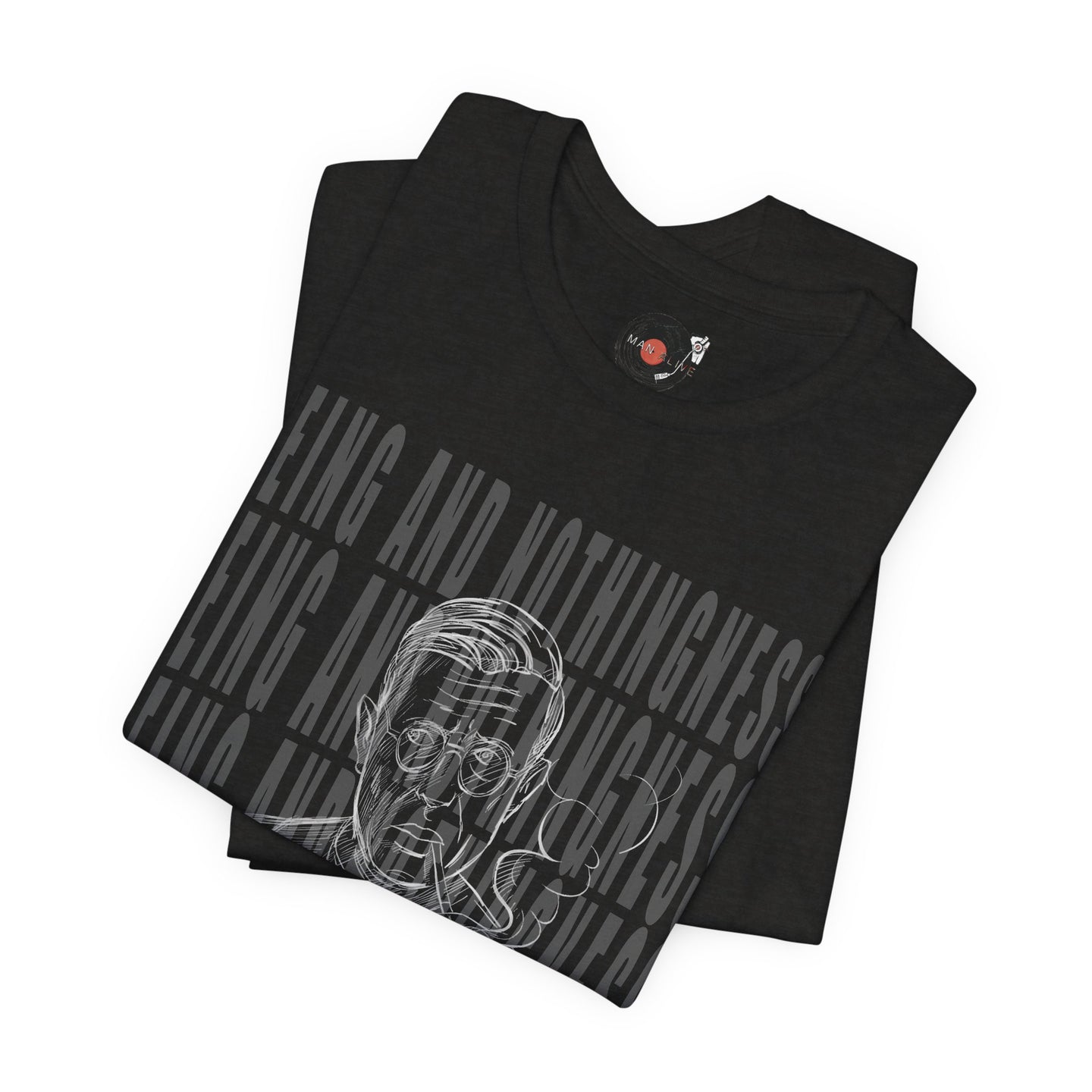 Being and Nothingness graphic Tee | Sartre portrait, existential philosophy text