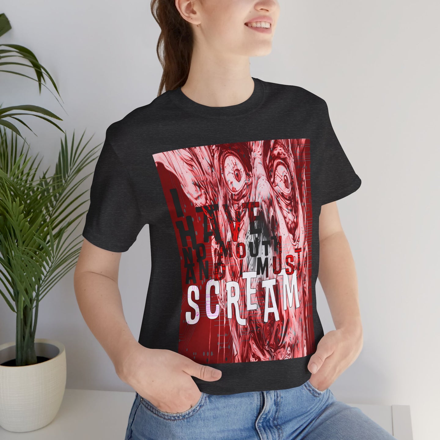 "I Have No Mouth, And I Must Scream" Harlan Ellison Distressed Horror Sci‑Fi T-Shirt
