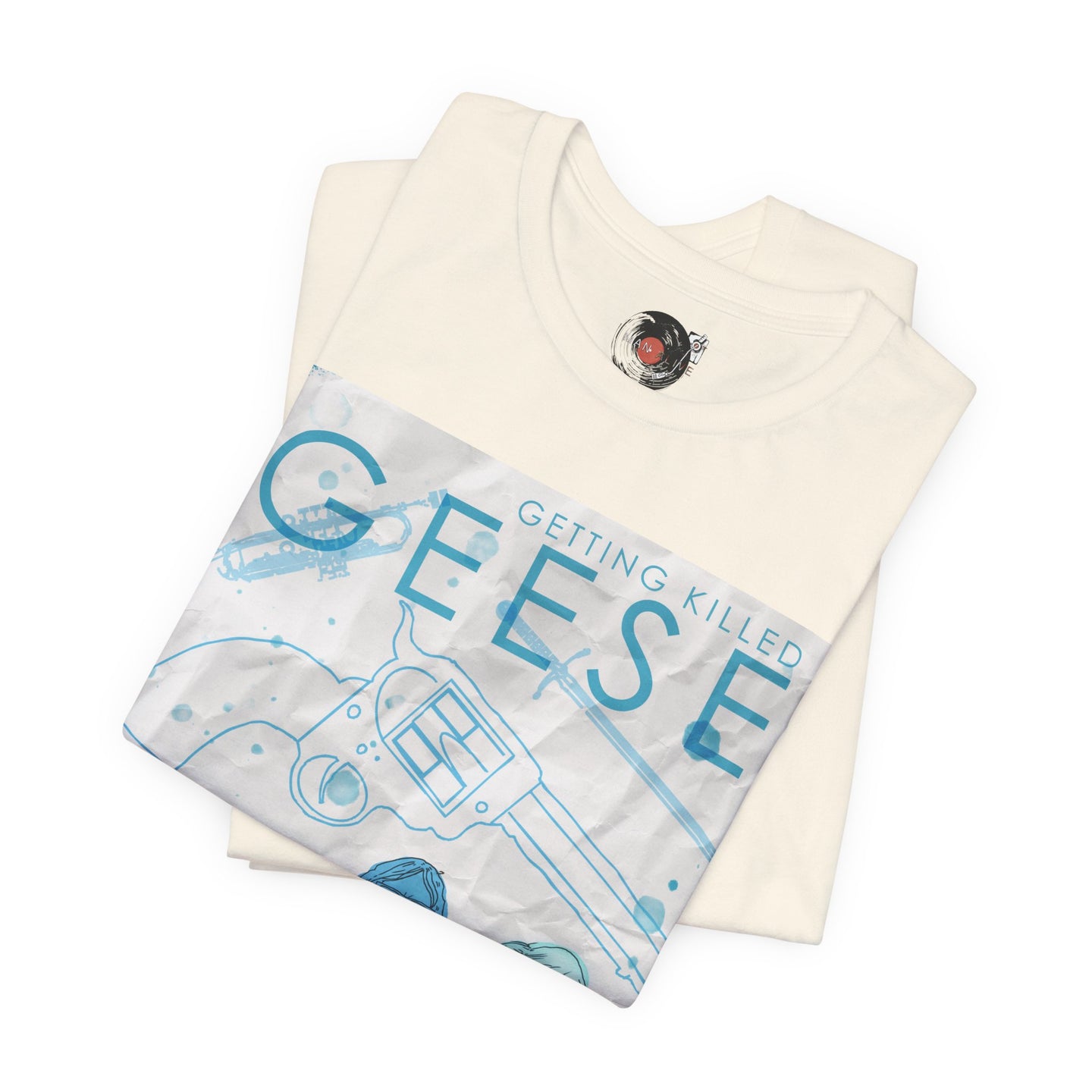 Getting Killed Geese band art T-Shirt | Retro portrait, blue line illustration