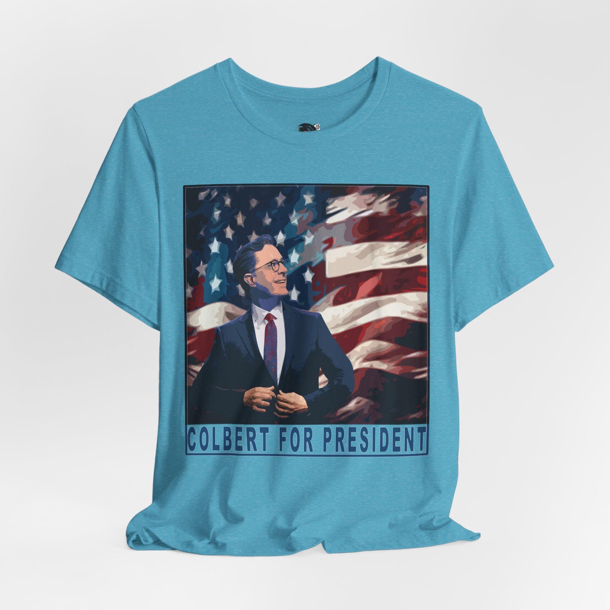 Stephen Colbert For President T-Shirt | Political Satire, American Flag Design