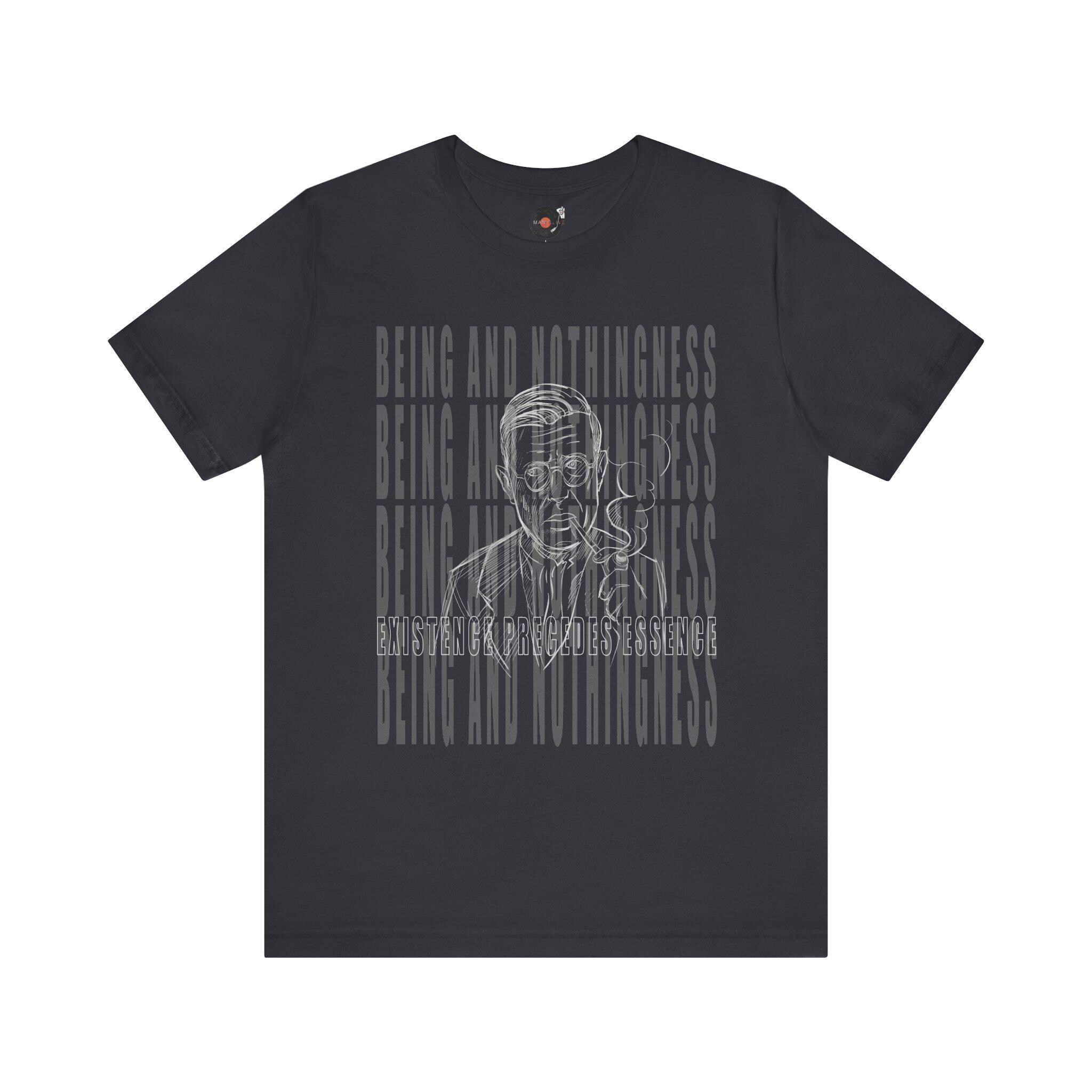 Being and Nothingness graphic Tee | Sartre portrait, existential philosophy text